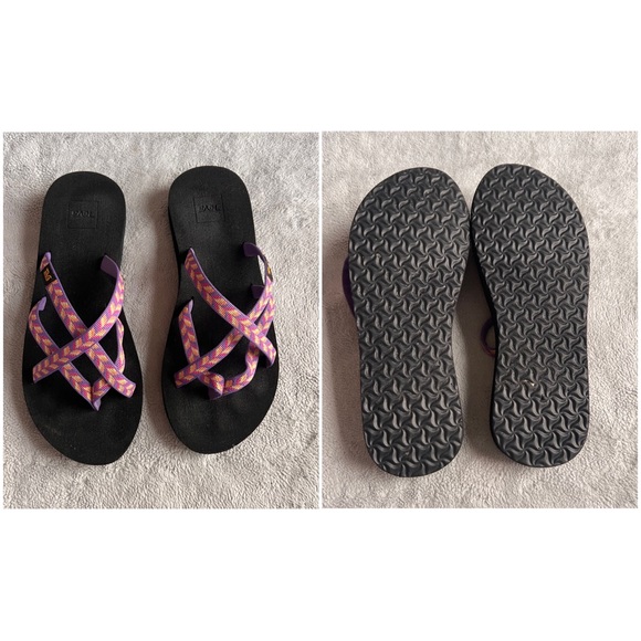 Teva Mush Olowahu Strappy Comfort Flip Flop Sandals Retro Geometric Purple Pink - Picture 3 of 12